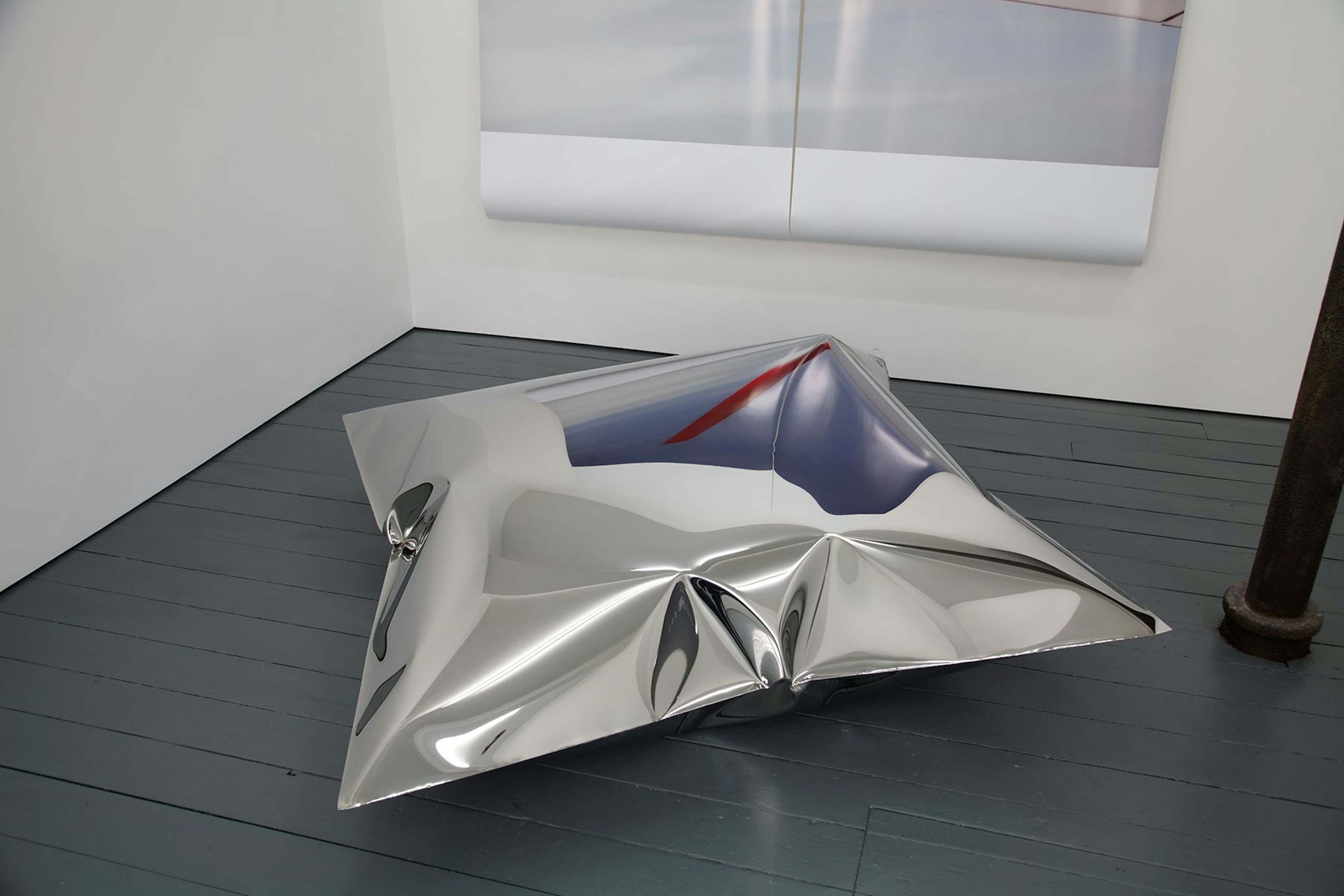 Installation view of inflated steel form, 2012